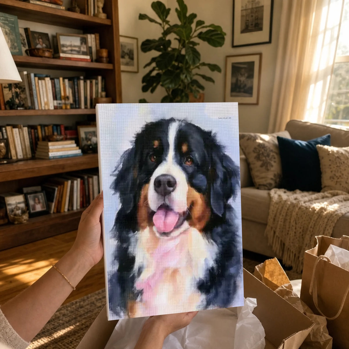 Custom Pet Portrait Canvas — Personalized Dog & Cat Wall Art from Your Photo